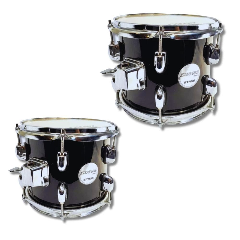 Kit Tom 8 E 10 De Bateria Em Madeira Com Caneca Cromo X-Pro