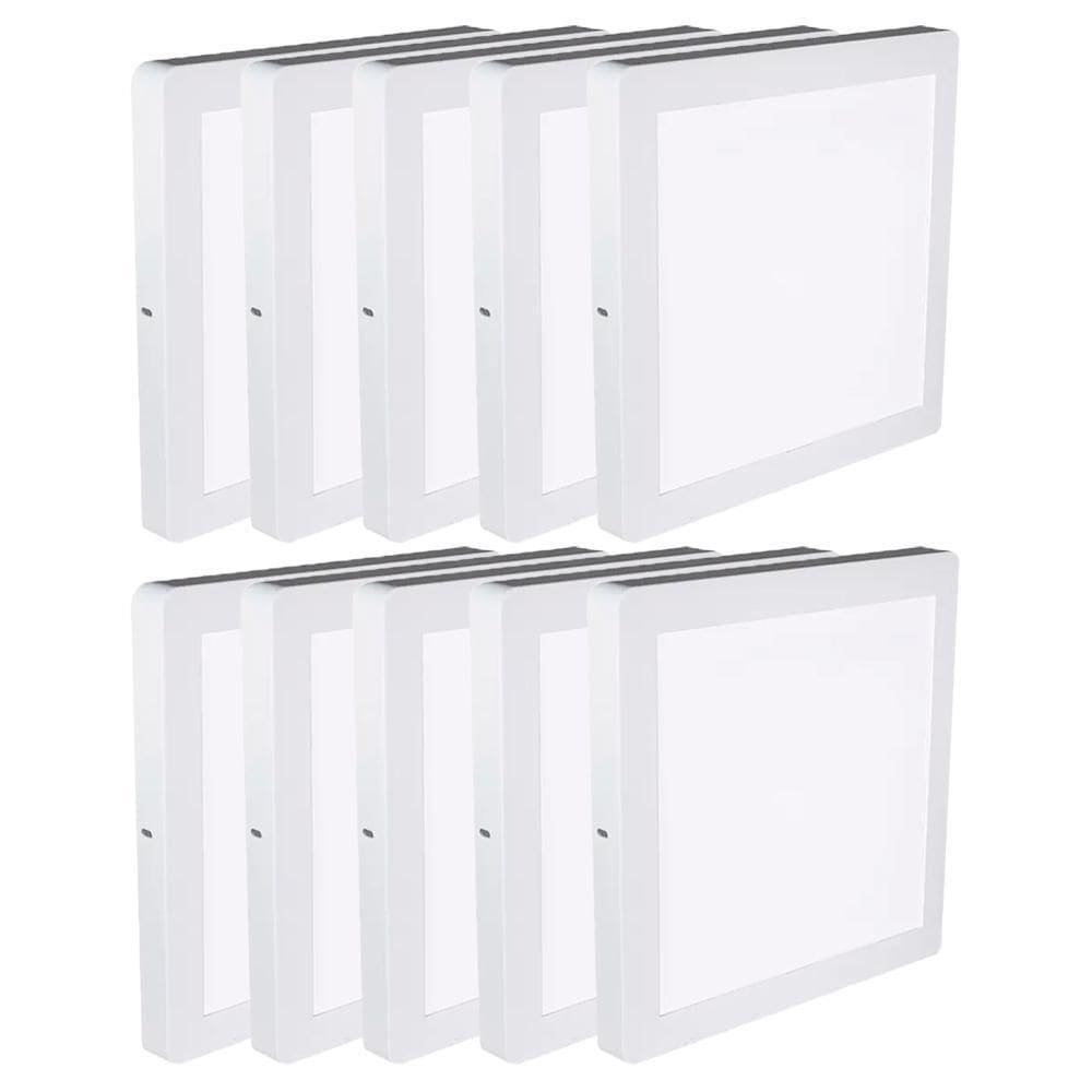 Kit 10 Luminária Plafon Led Quadrado Sobrepor 18W 6500K Noll