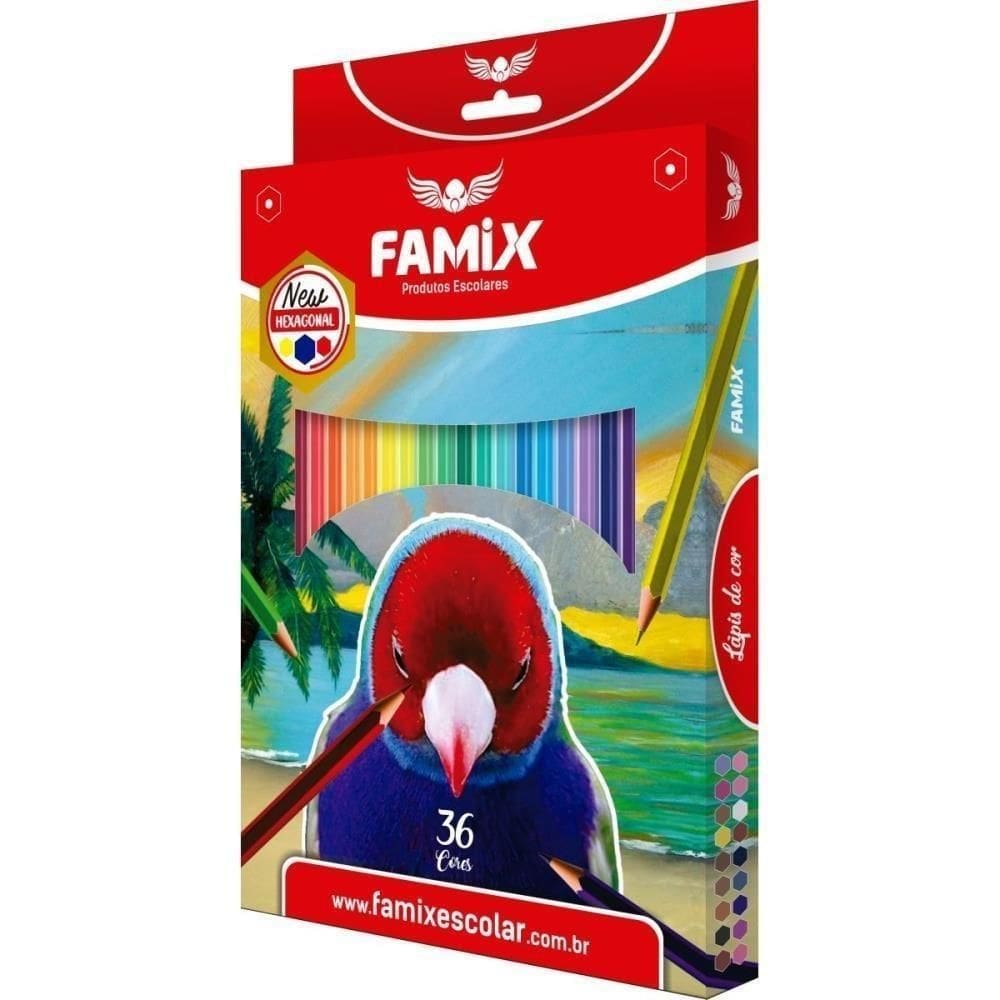 Lapis De Cor Sextavado 36 Cores Famix Pct.C/04