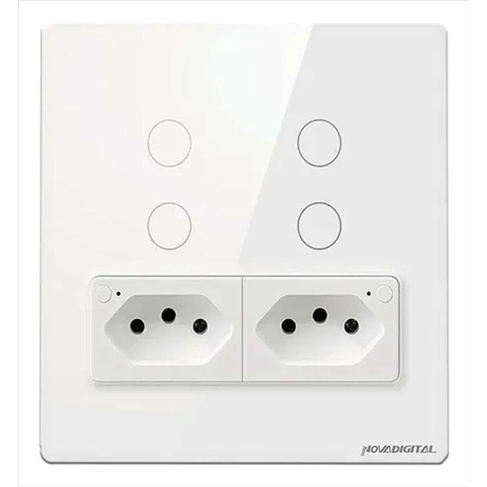 Interruptor Touch Wi-Fi Novadigital 4 Botões 2 Tomadas 4X4