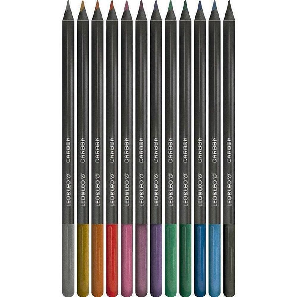 Lápis De Cor Redondo Carbon Line 12Cores Metalicas