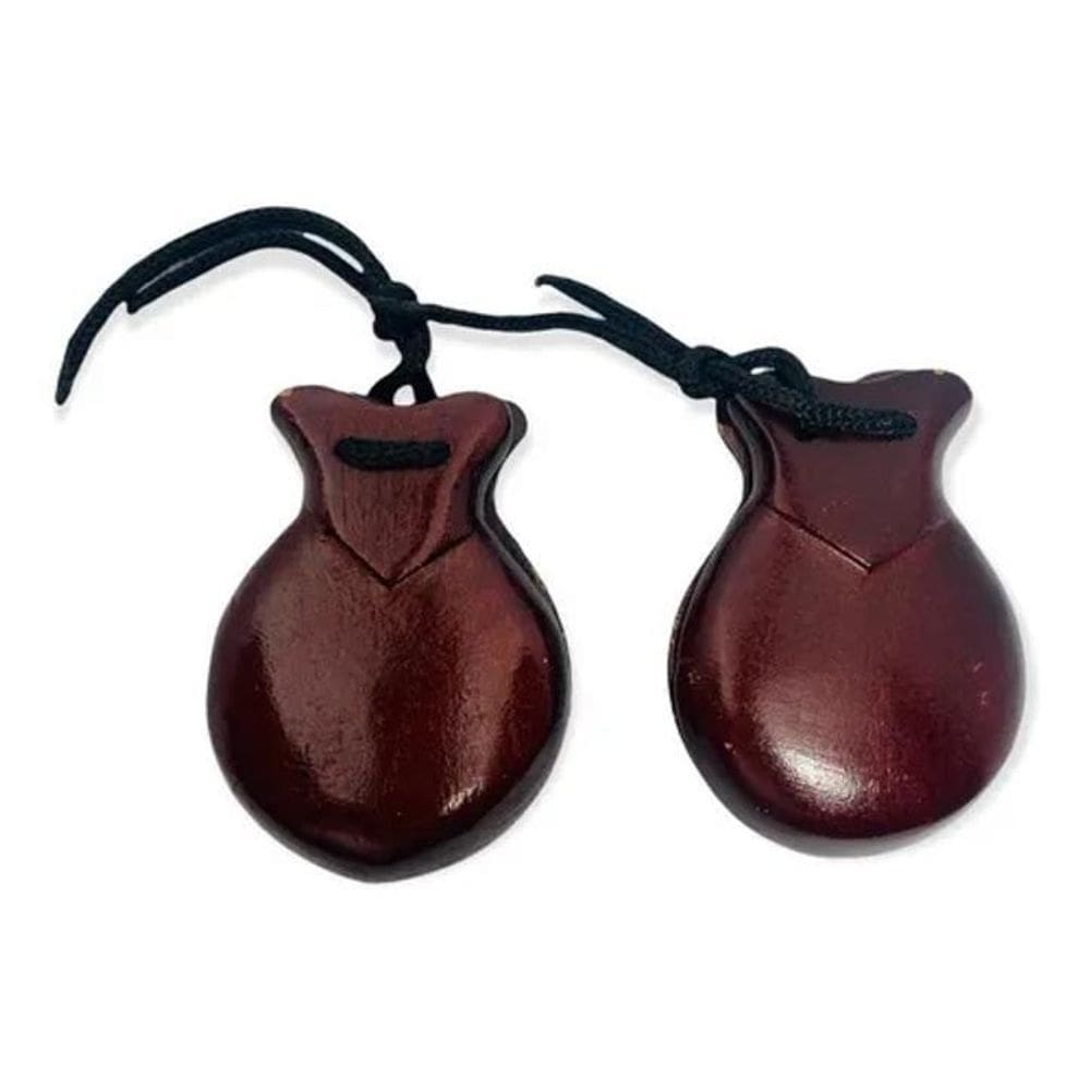 10X Par De Castanholas De Madeira Verniz Escuro Instrumento
