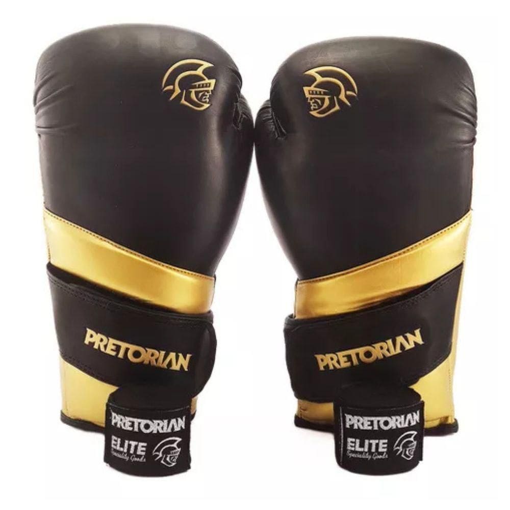 Kit Luva Boxe Muay Thai Elite + Bandagem, Pretorian, Preto/