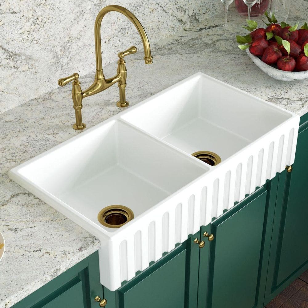 Cuba Cozinha Farm Sink Dupla Romana 87 Cm - Branco