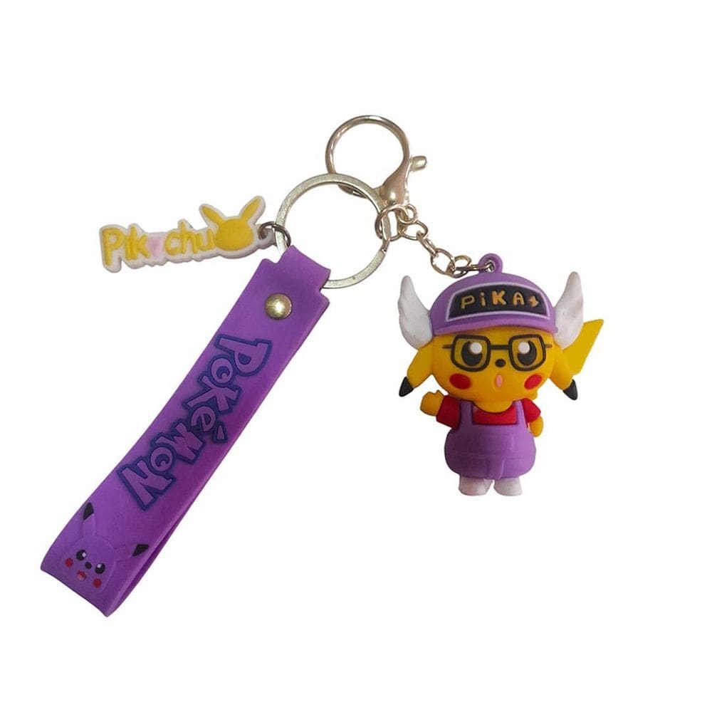 Chaveiro Pikachu Roxo Personagem 3D Mosquetão Emborrachado