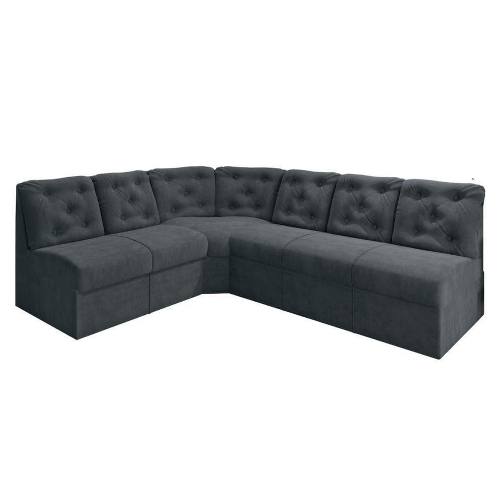 Sofá De Canto 6 Lugares Espuma D33 Confortável Cor:cinza