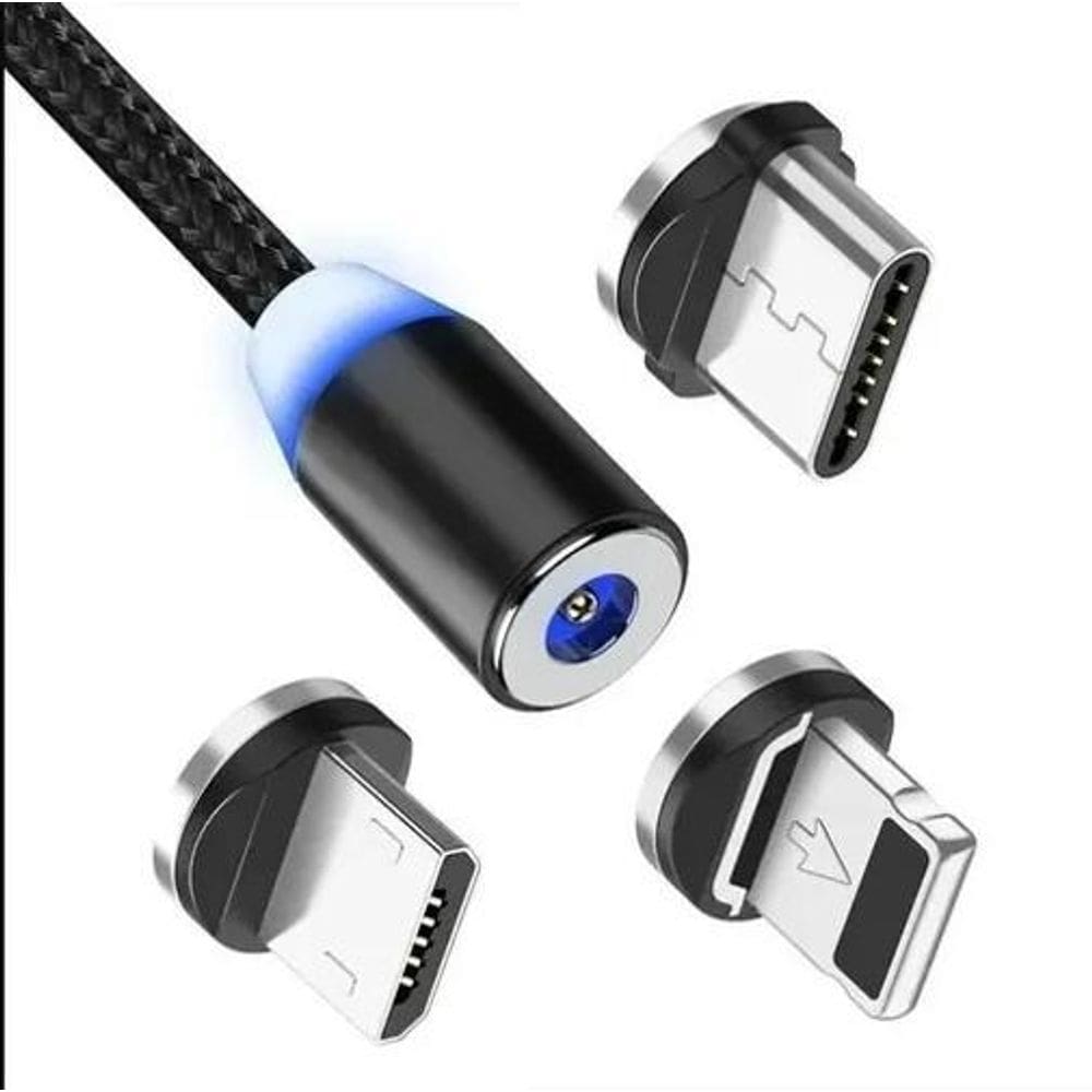 Cabo Carregador Magnético Com Usb 3 Em 1 Universal