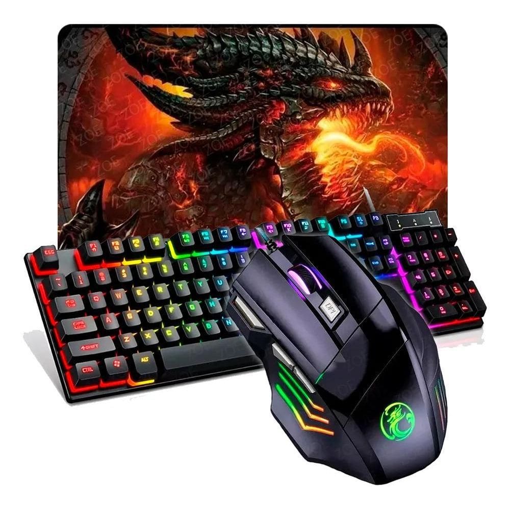 10X Kit Teclado Semi-Mecânico + Mouse Gamer 3200 Dpi + Mous