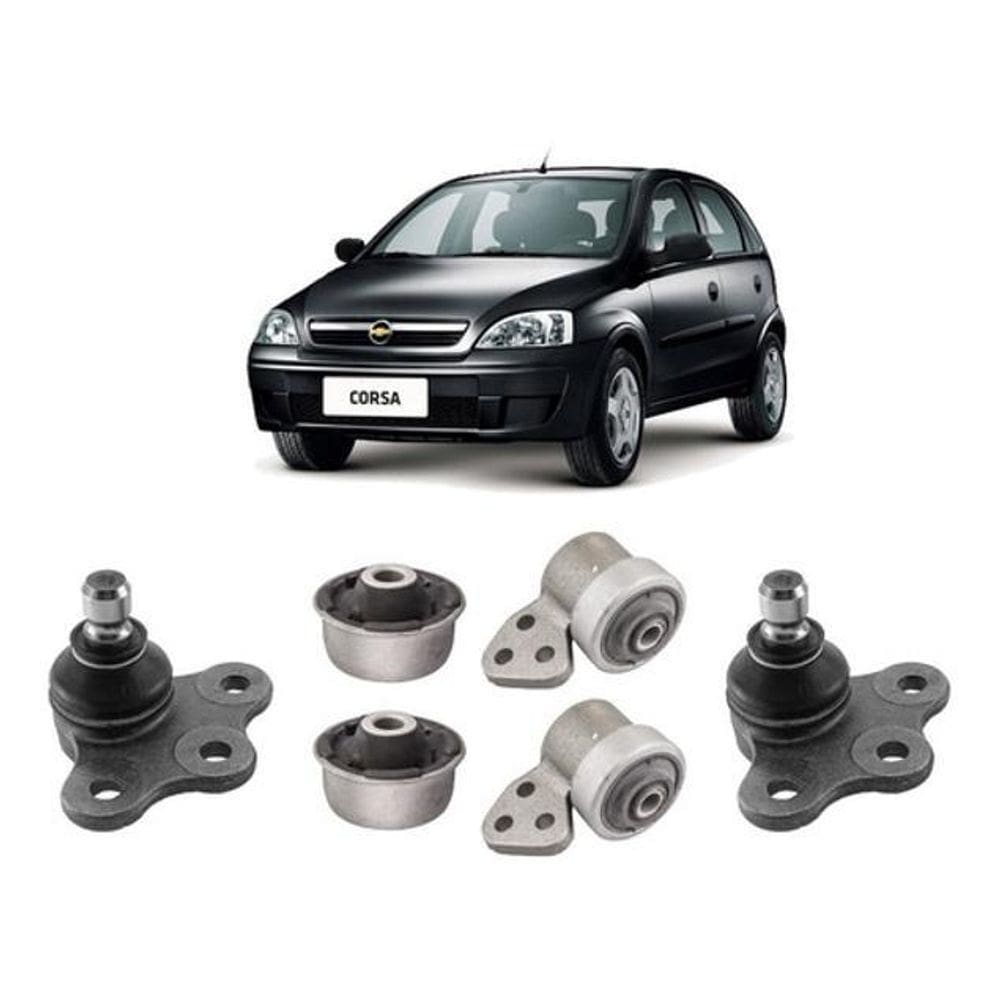 Kit 4 Bucha 2 Pivô Suspensão Dianteira Corsa 2005 2006 07