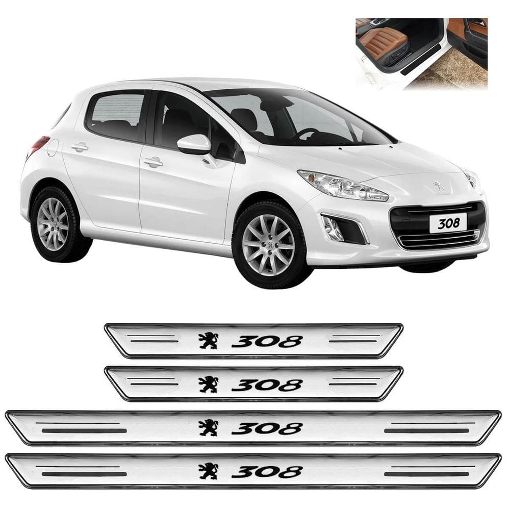 Soleira De Porta Platinum Peugeot 308 2012 A 2019 Prata