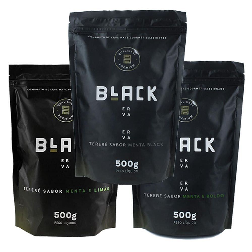 Kit 3X Erva Mate Tereré Black Erva 500G Sabores Menta