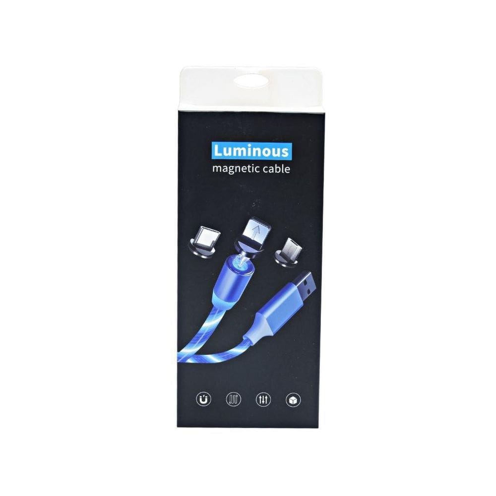 Cabo Carregador Magnético Micro Usb Tipo C 3 Pontas Neon Led