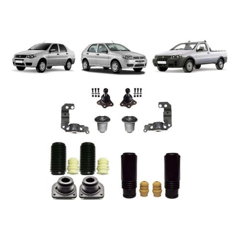 Kit Suspensão Batente Pivo Palio Strada Siena Fire 00/11
