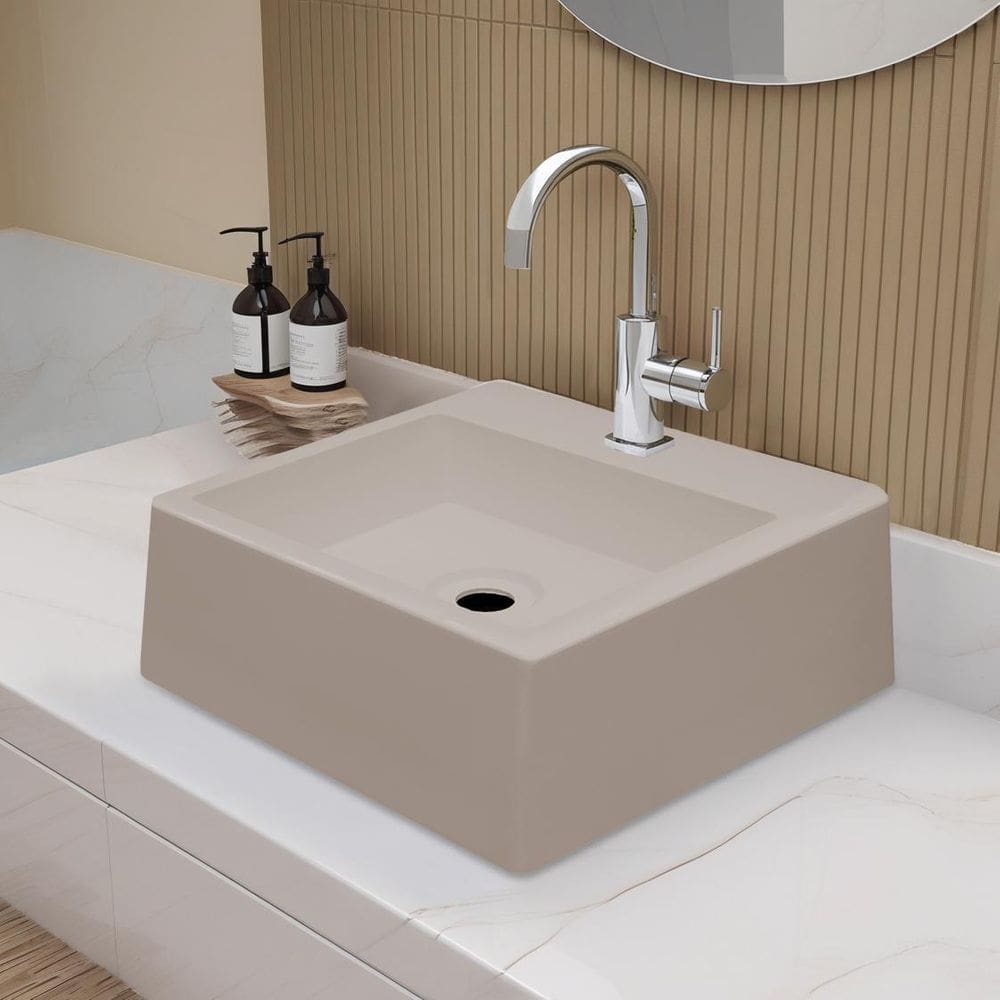 Cuba Pia Para Banheiro Apoio Lavabo 32X30Cm Palermo Capucino
