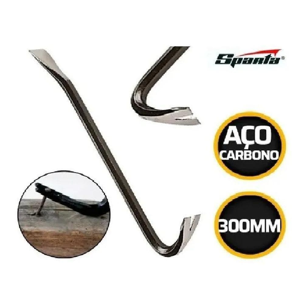 10X Pé De Cabra Reforçado Extrator De Pregos 300Mm Aço Pinta