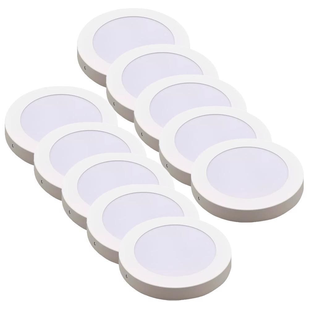 Kit 10 Luminária Plafon Led Redondo Sobrepor 24W 4000K Noll