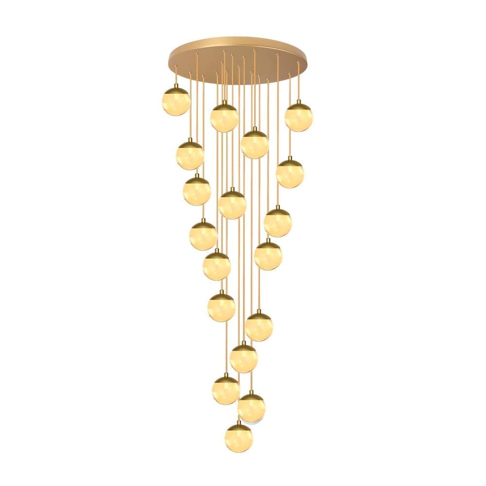 Pendente Moderno Dourado 18 Globos Pé Direito Duplo Escada V