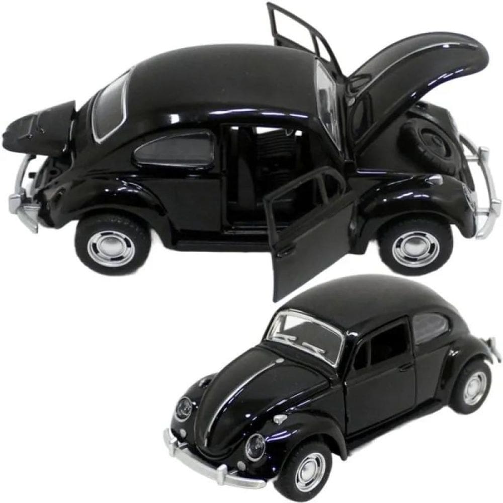 Super Fusca Preto Carrinho Fusquinha Miniatura Ferro Fricção
