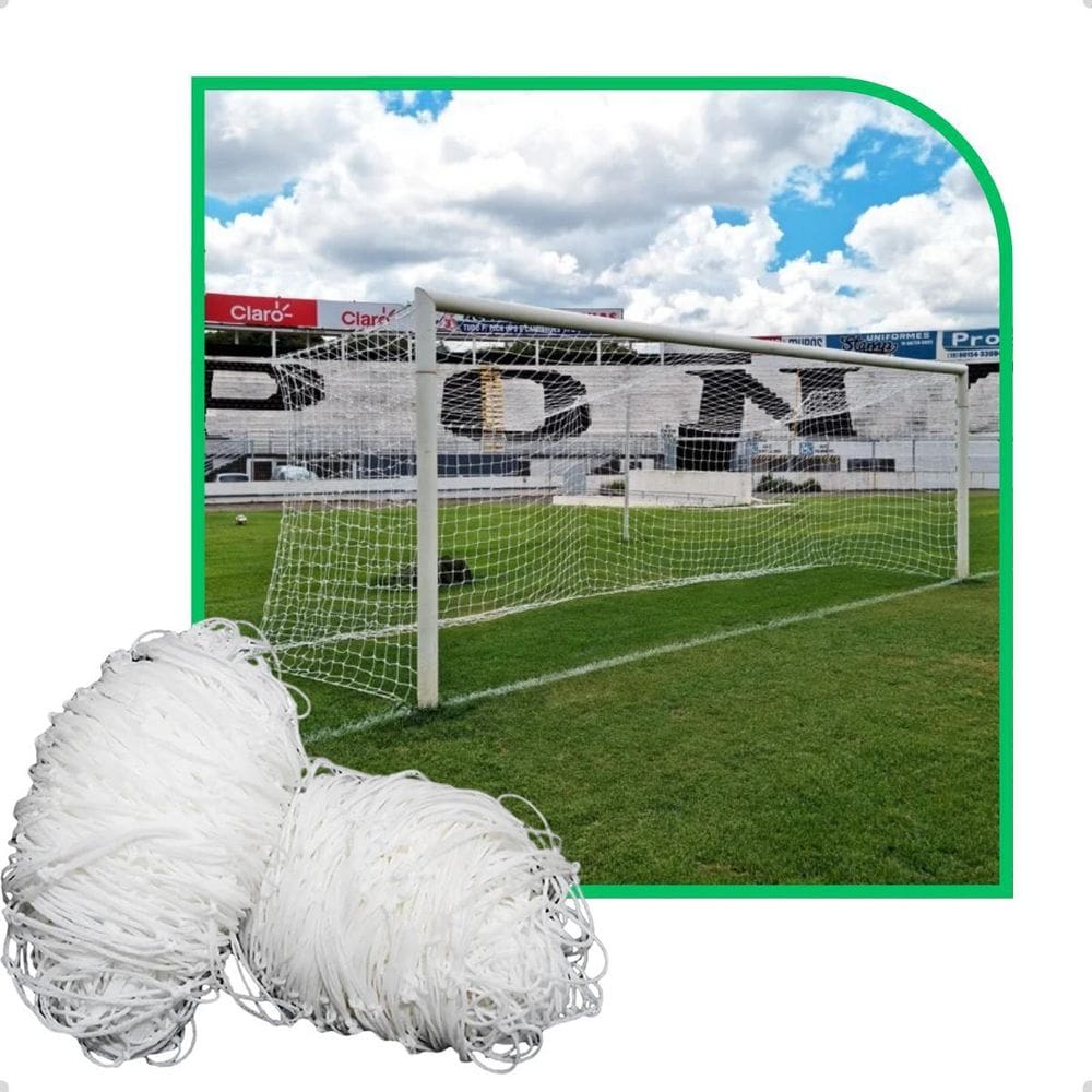Par De Rede Futebol Campo Copa México Quadrada Fio 4Mm Nylon