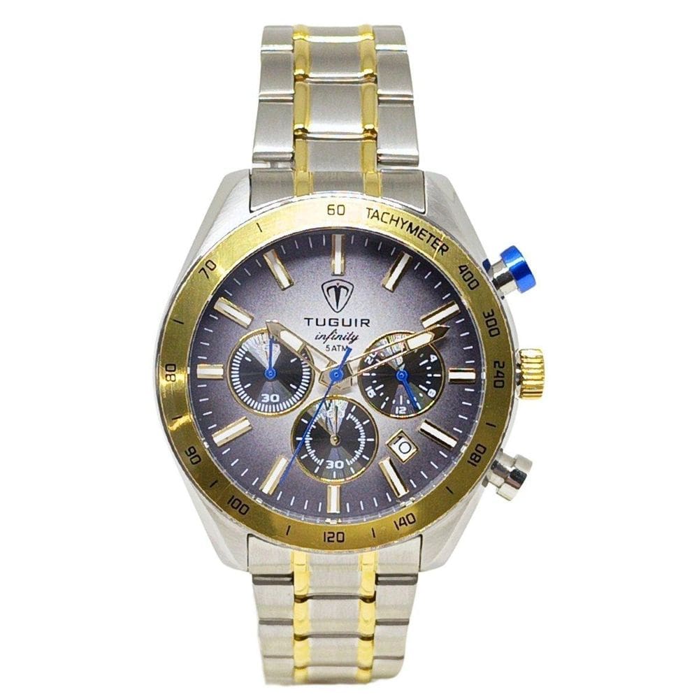 Relógio Cronógrafo Masculino Aço Tuguir Analógico 23-2231