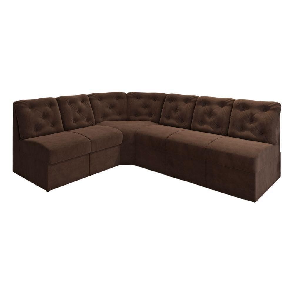 Sofá De Canto 6 Lugares Espuma D33 Confortável Cor:marrom