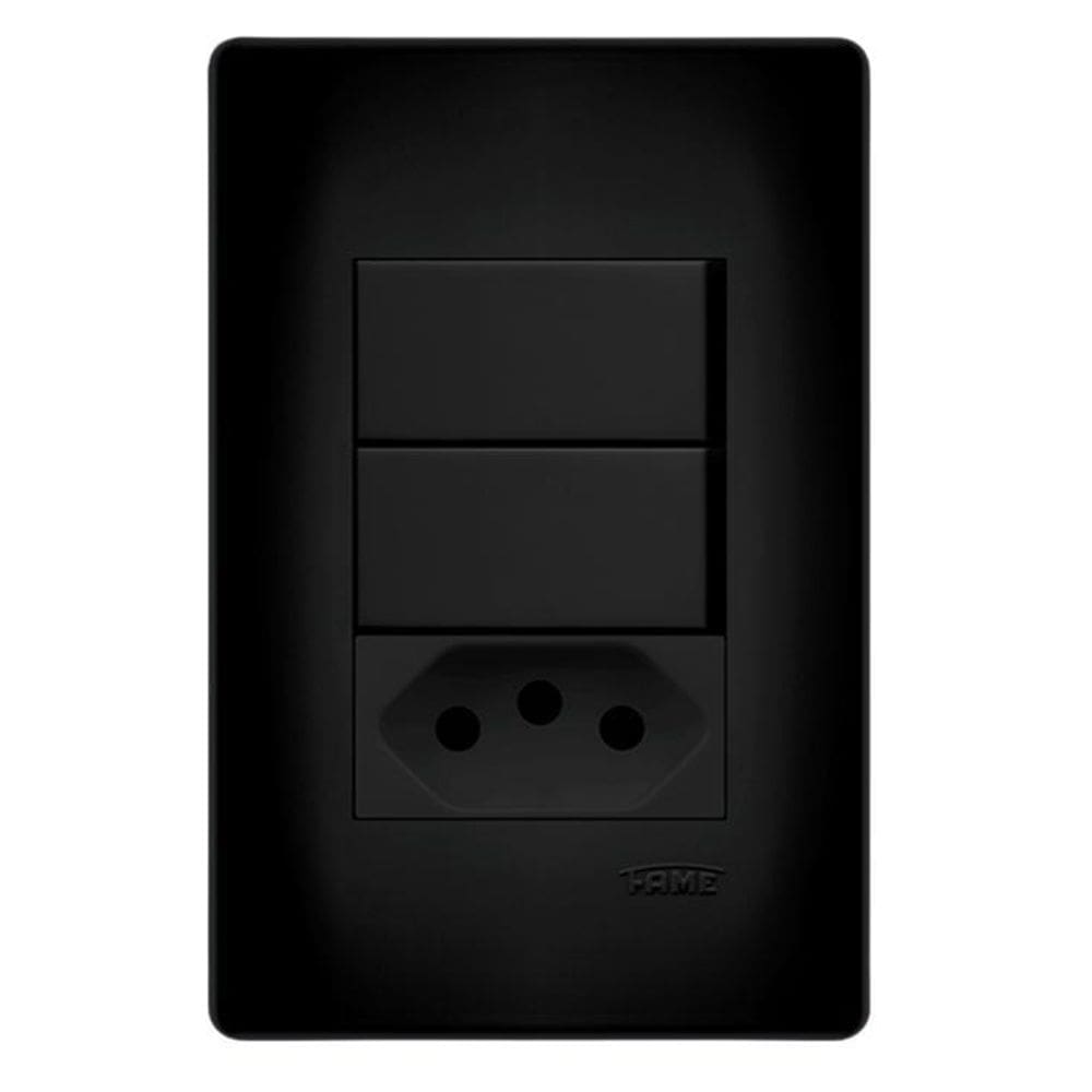 Tomada 10A + 2 Interruptores 16A Placa4X2 Habitat