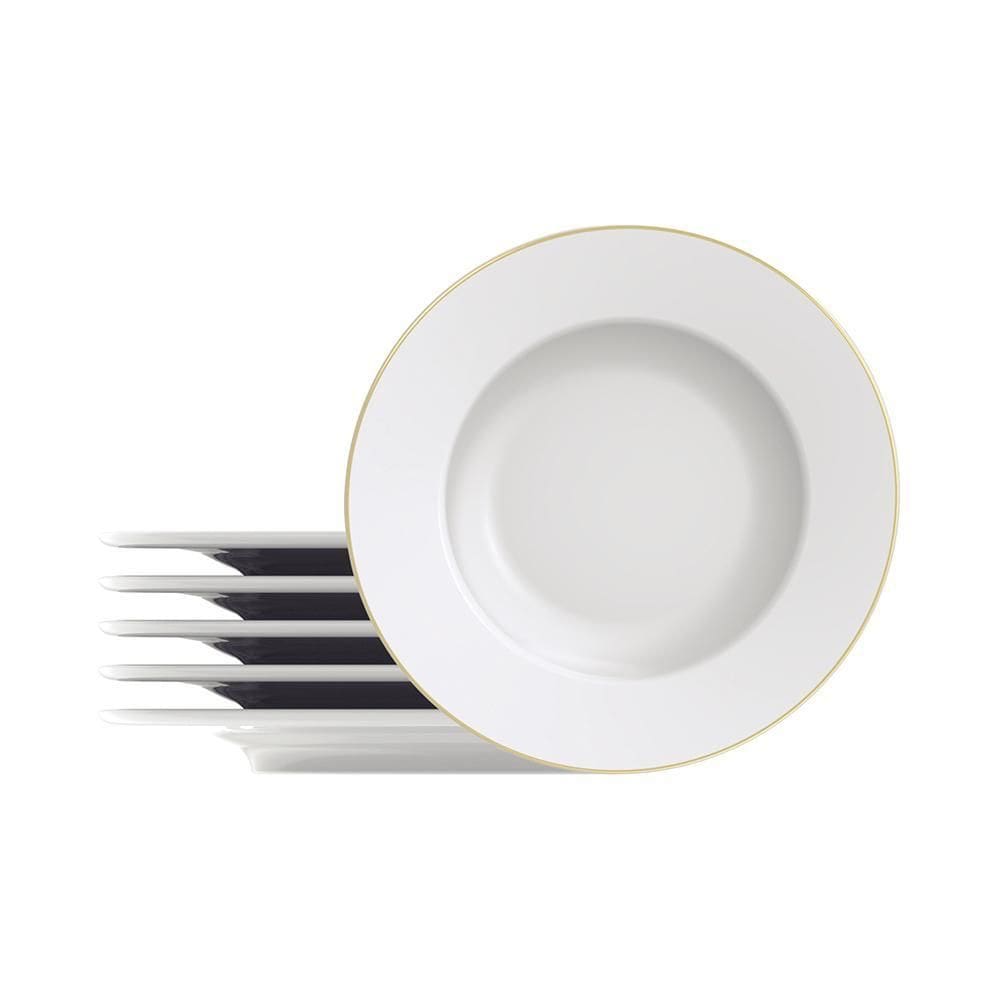 Conjunto 6 Pratos de Sobremesa Elisa Porcelana Branco