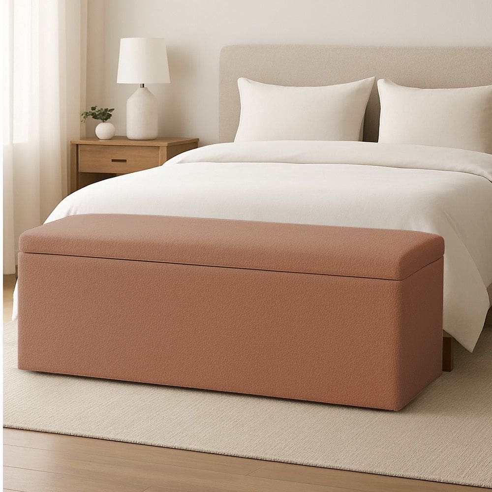 Calçadeira Baú Queen 1,60m Grécia Boucle Terracota Dal Poz Estofados