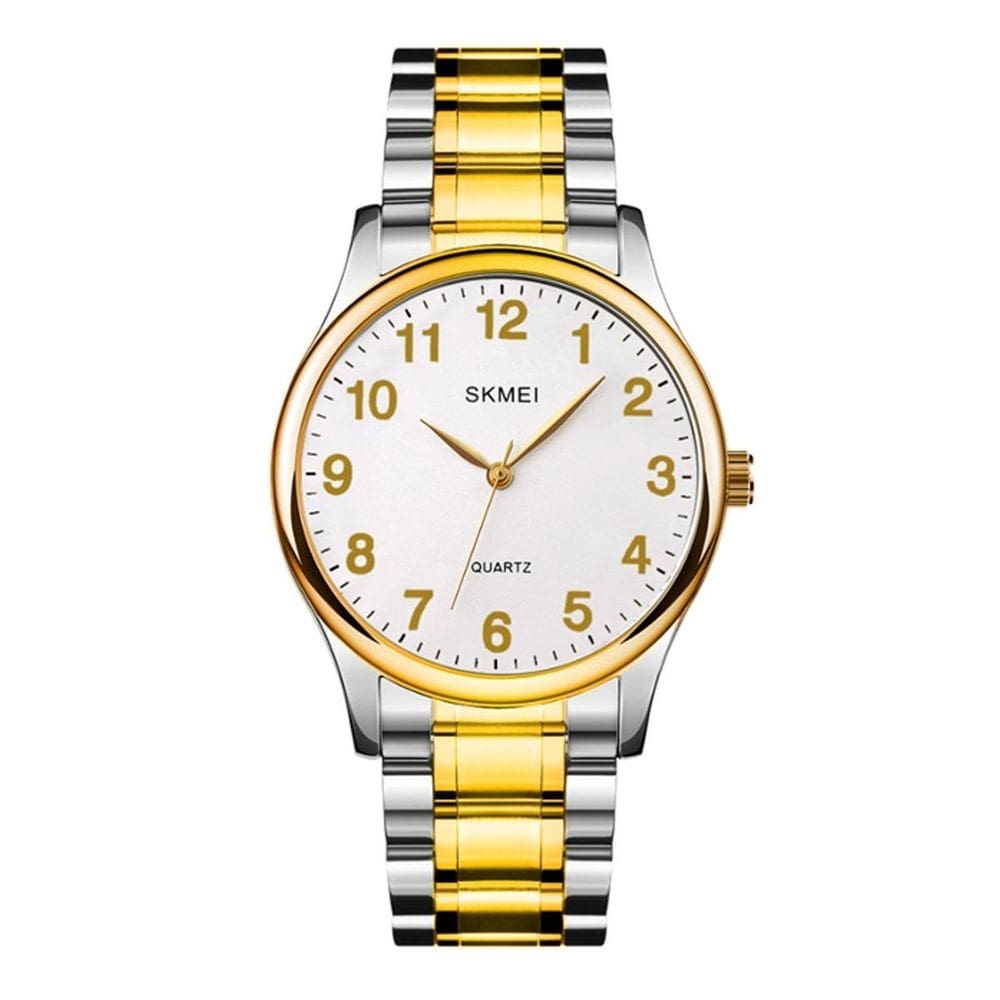 Kit Relógio Feminino Skmei Analógico 3001 Prata E Dourado