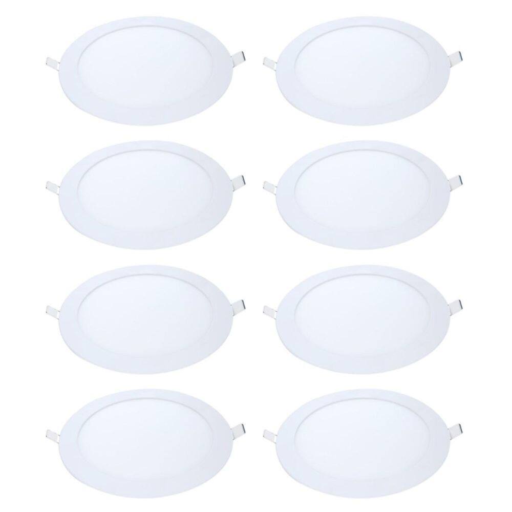 Kit 8 Painel Led Embutir Redondo Luz Neutra 4000K 12W 17Cm