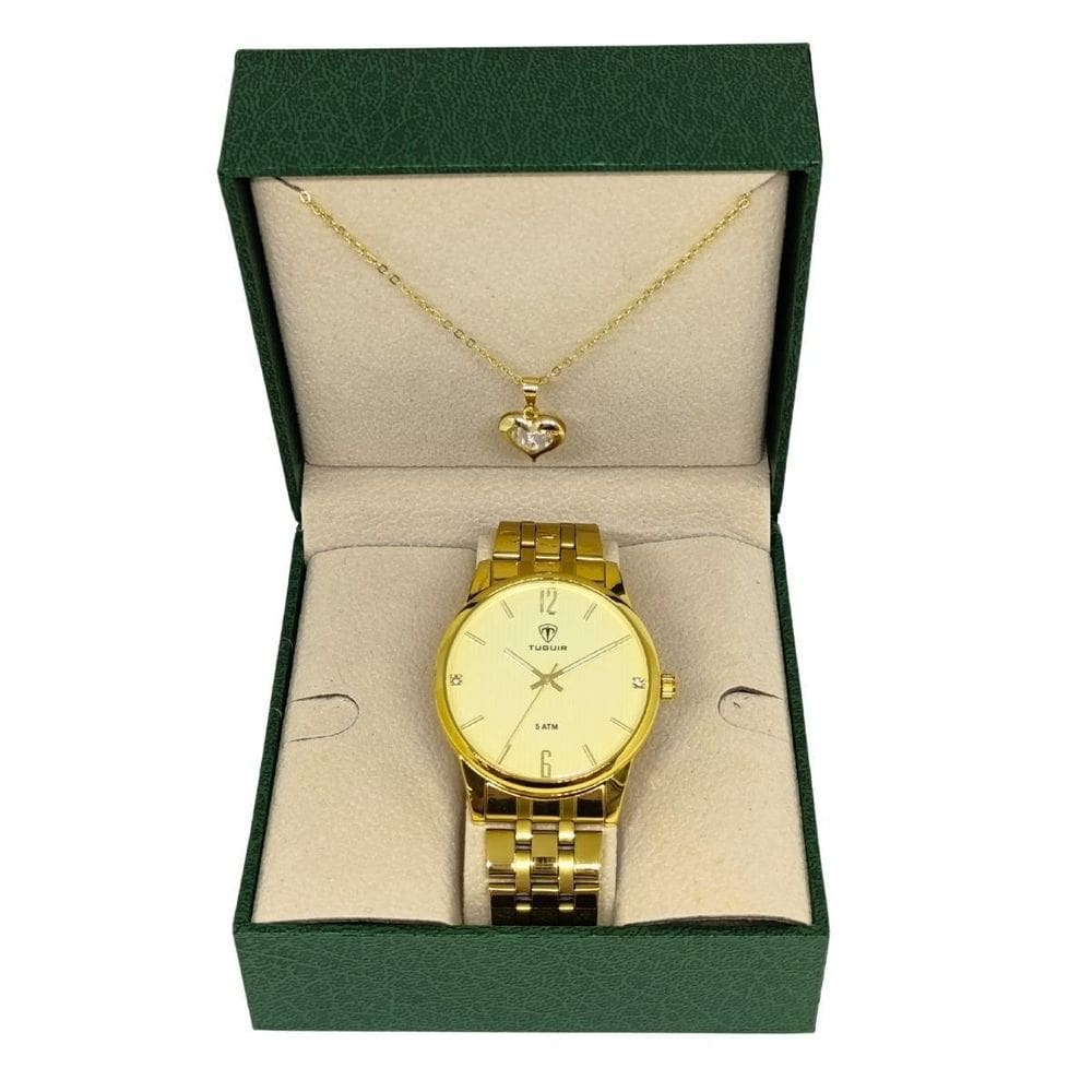 Relógio Feminino Tuguir Analógico 2139 Dourado E Bege