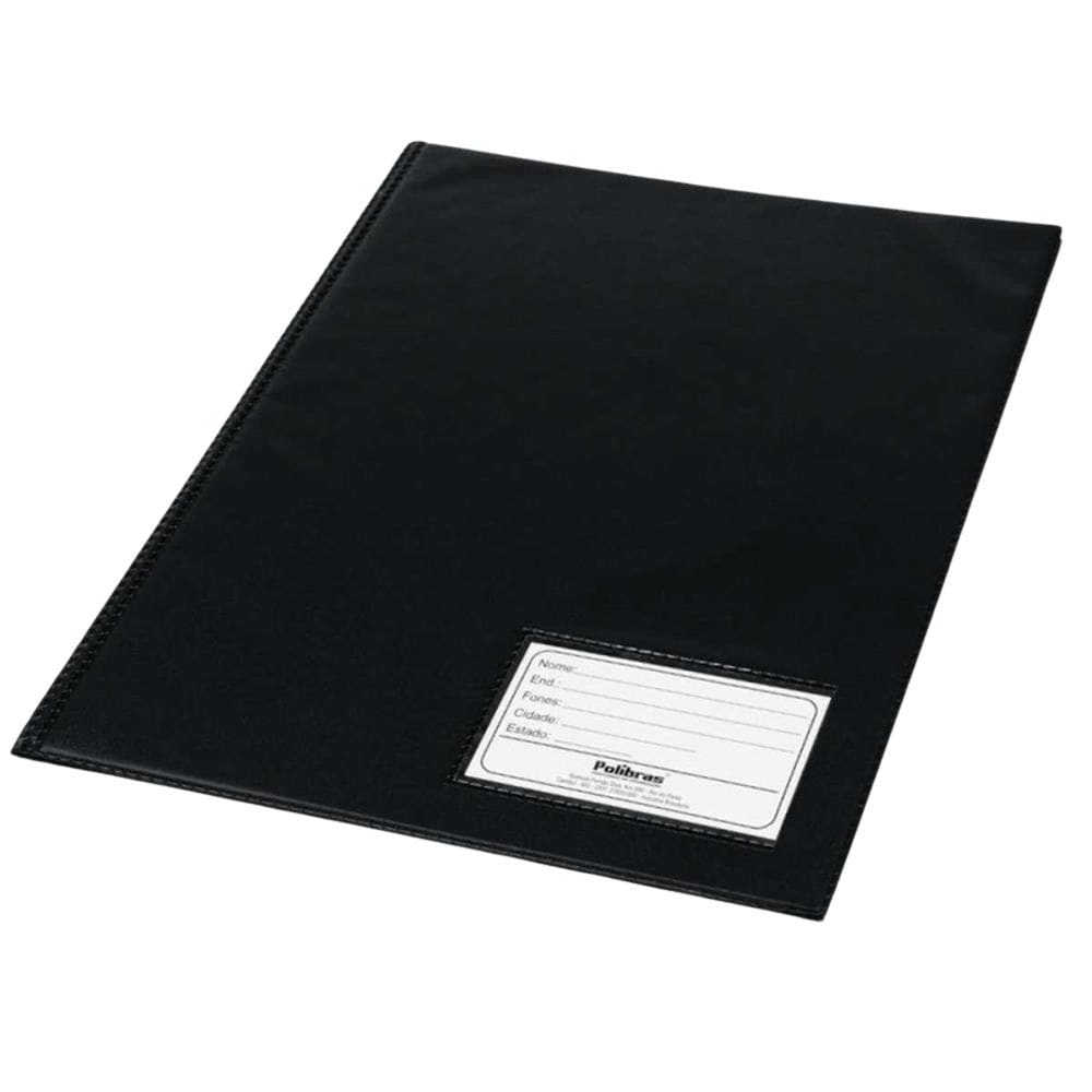 Pasta Catálogo Ofício 100 Envelopes Finos Preta Pacote 5Un
