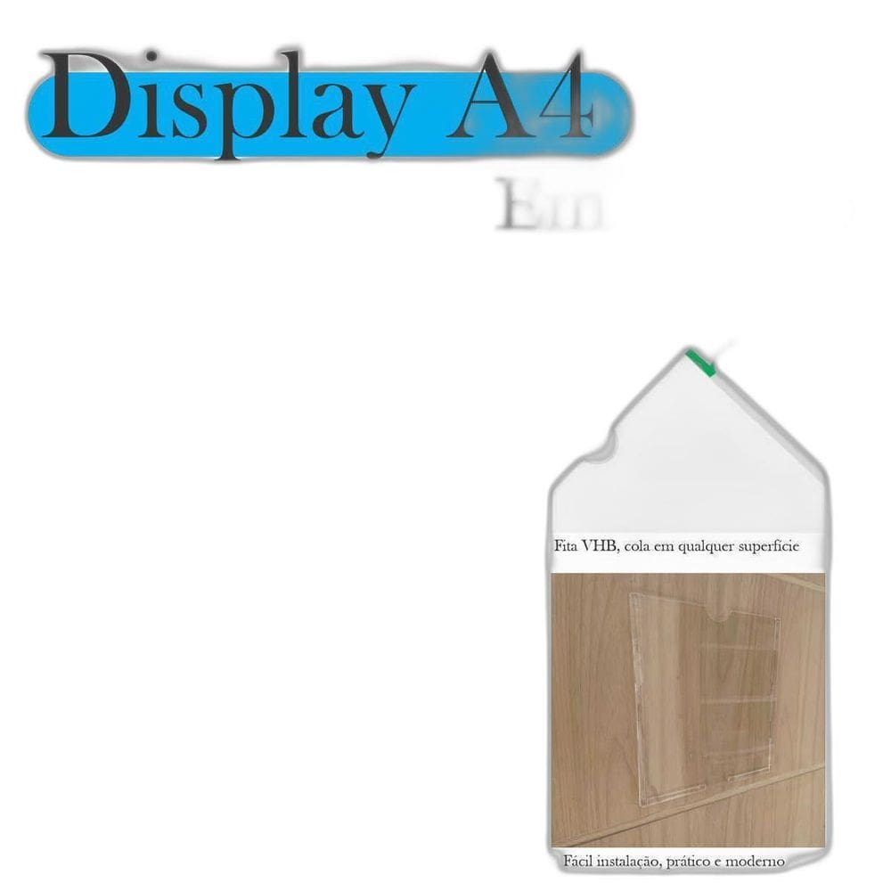Display Parede Quadro Avisos Porta Folhas A4 Acrílico Horiz