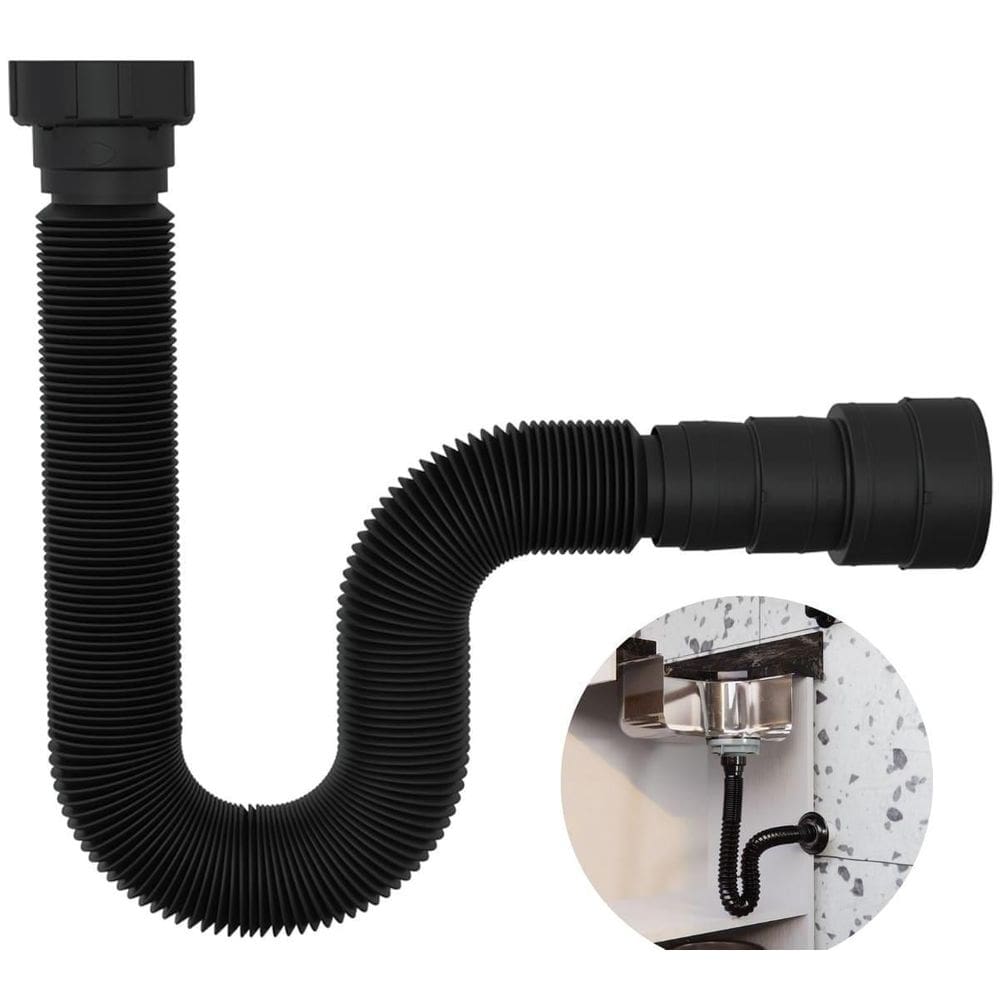 Sifão Sanfonado Universal 73Cm Preto Valeplast