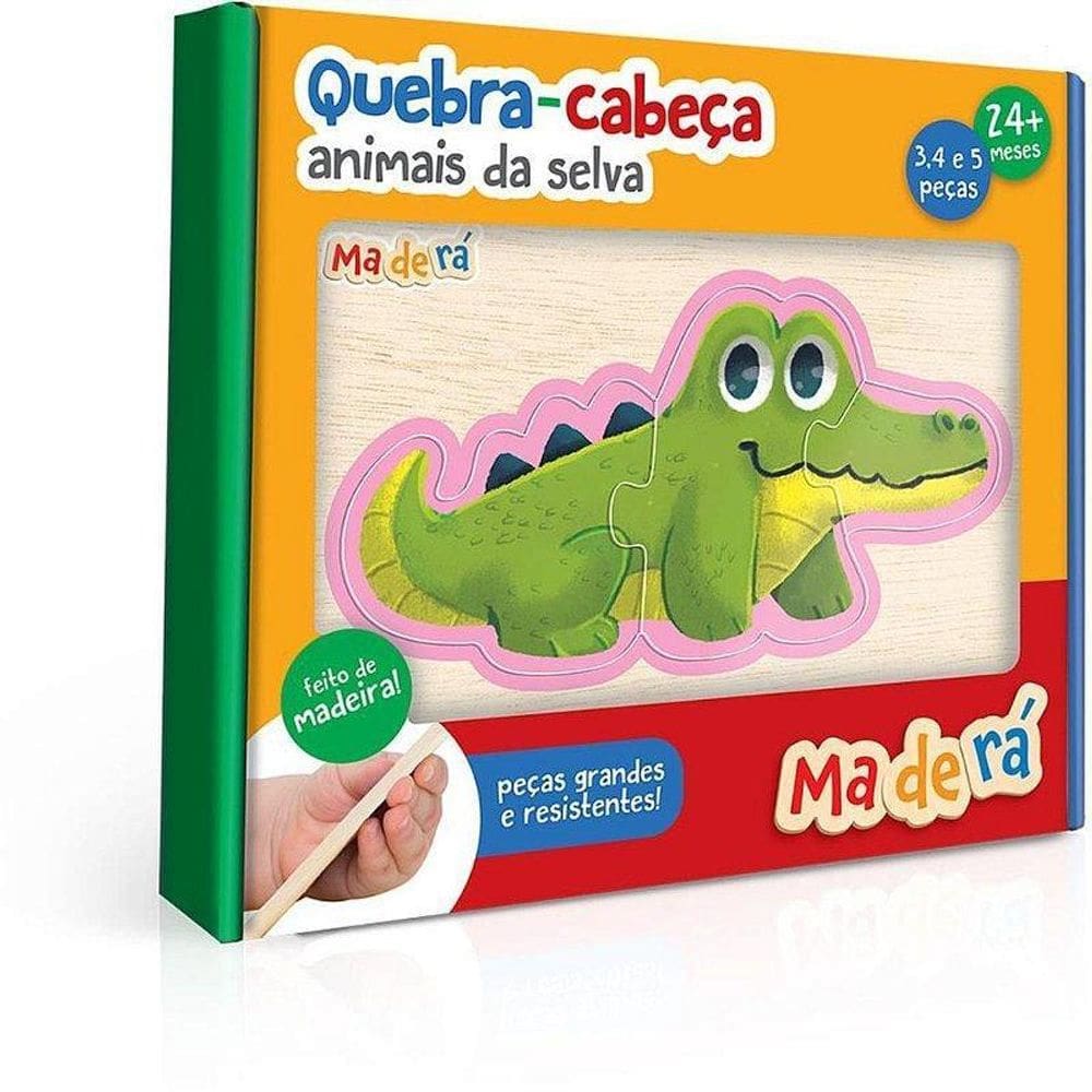 Quebra Cabeça Madeira Animais Da Selva 3/4 E 5 Peças