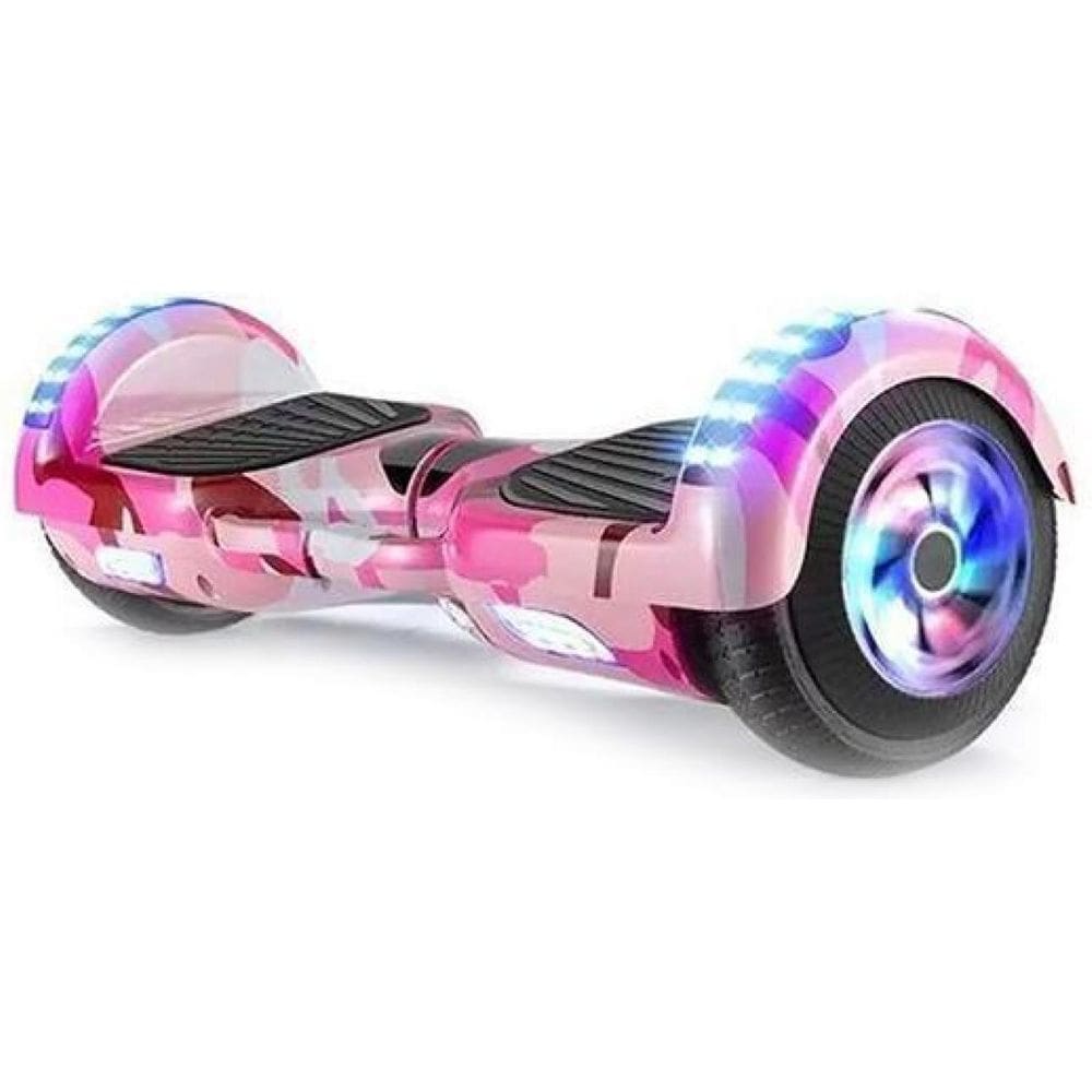 Hoverboard Overboard Skate Elétrico Led Rosa Camuflado