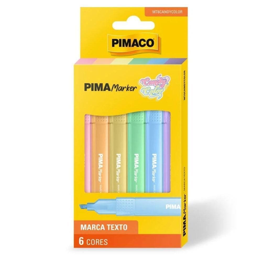 Caneta Marca Texto Pimamarker Tons Pasteis 6 Cores Pimaco