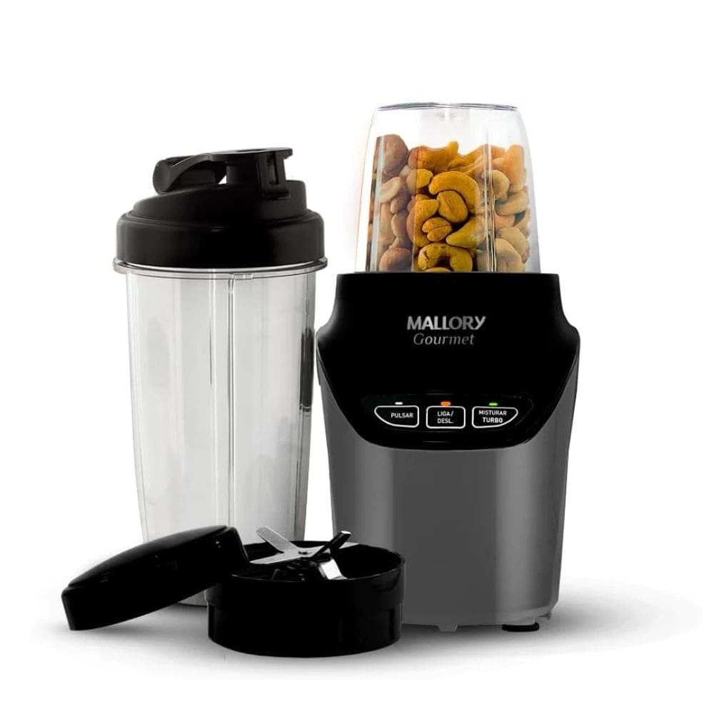 Liquidificador e Processador Mallory Gourmet, 6 Lâminas Aço Inox, Tritura Gelo, Painel Easy Touch e 2 Copos Com Tampas