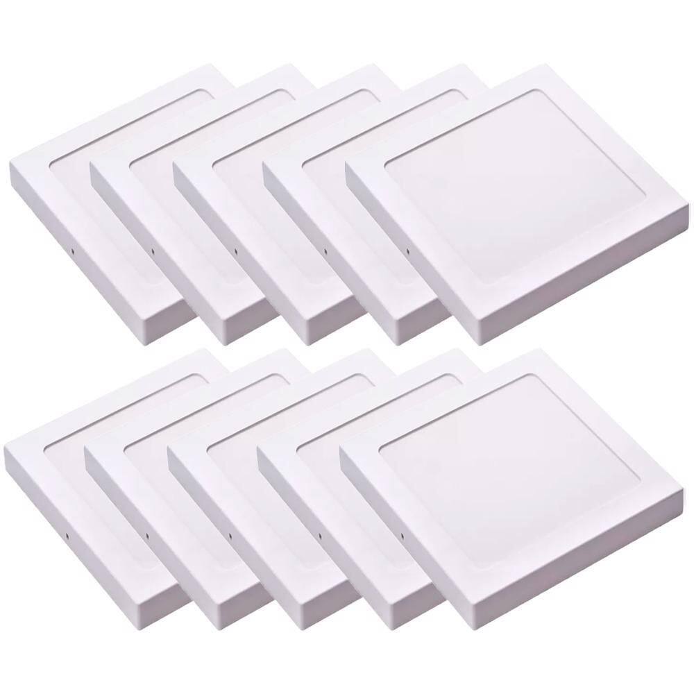 Kit 10 Luminária Plafon Led Quadrado Sobrepor 24W 4000K Noll