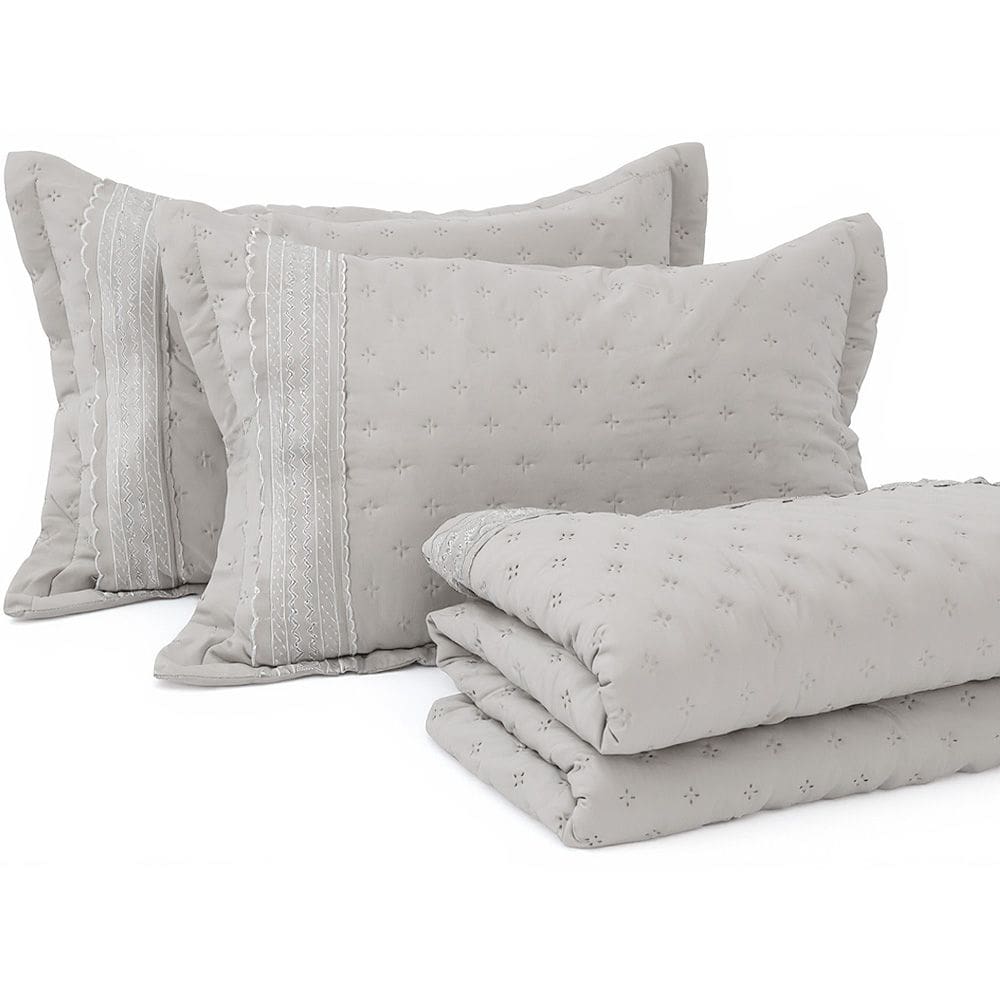 Kit Cobre Leito King 3 peças com Bordado Inglês Micro Percal Ultrassônico BF Colchões