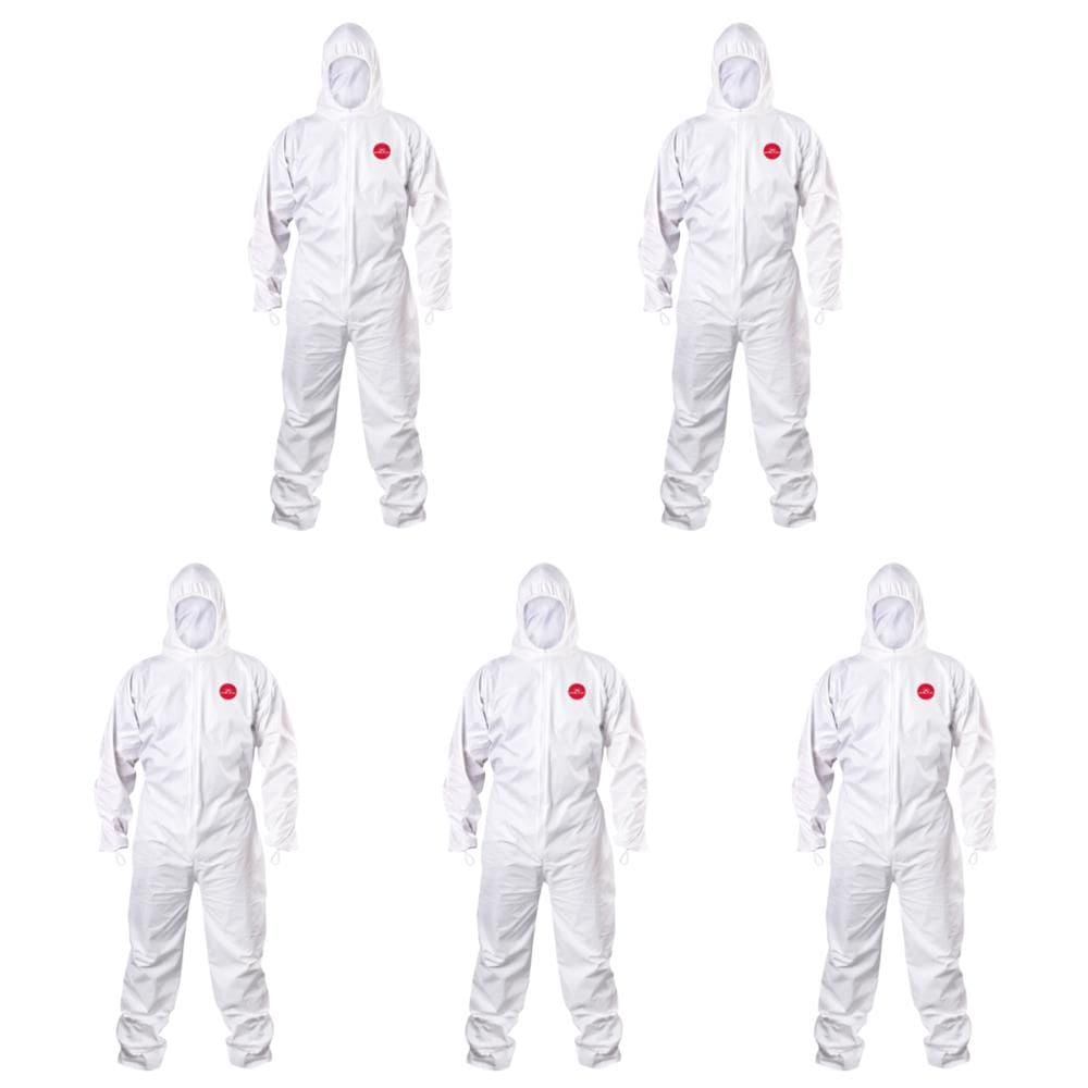 Kit 5 Macacão Descartável Impermeável Para Proteção Química Tipo 6 EPI Steelflex