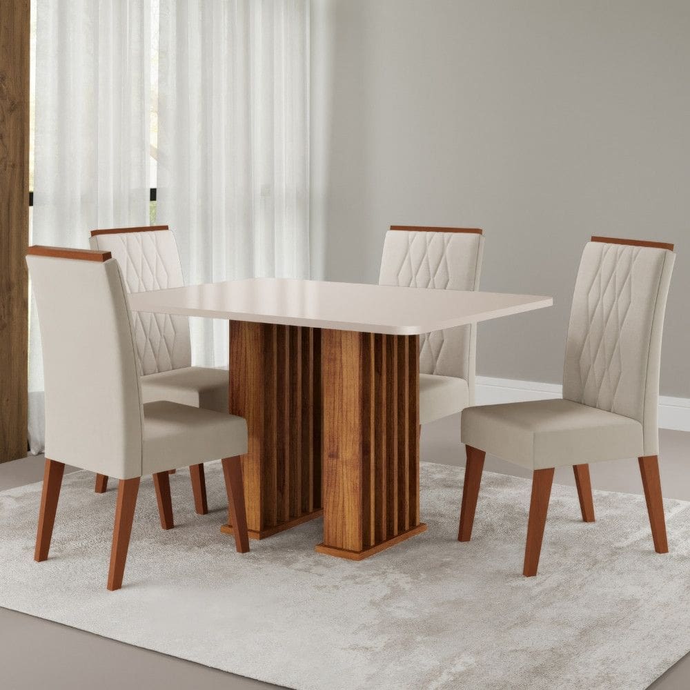 Conjunto Sala de Jantar Mesa 120cm Franc e 6 Cadeiras Cristal Viero