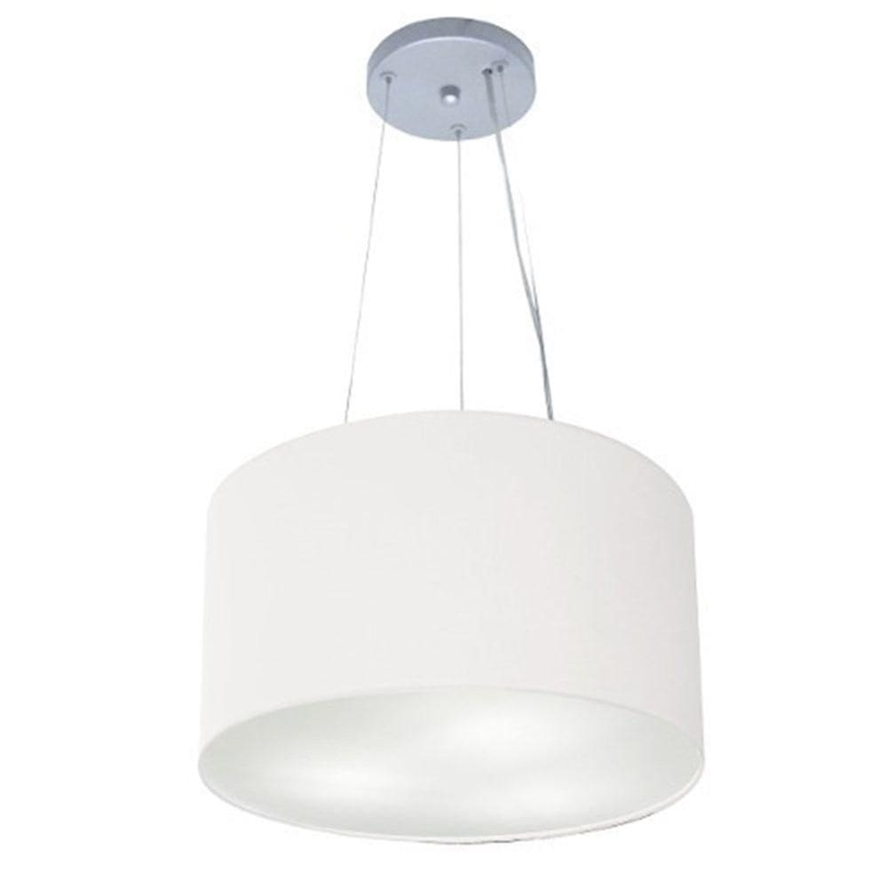Lustre Luminária Pendente Cupula Em Tecido Md-39801 - Bivolt - Para 3-lâmpadas E27 - Lustres Vivare Branco 40x21cm