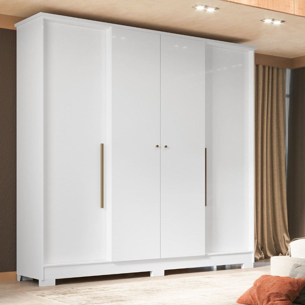 Guarda Roupa Solteiro 4 Portas com Pés Mônaco Visão Móveis