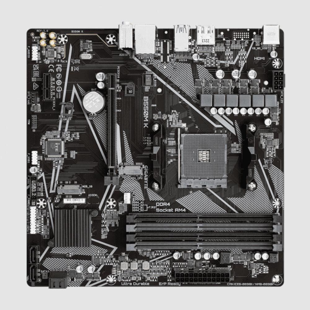 Placa Mae Gigabyte B550m, Am4 4xddr4(máx128gb), 4 Sata, 1 M.2, 2xusb 3.2, 4xusb 2.0, 1xhdmi