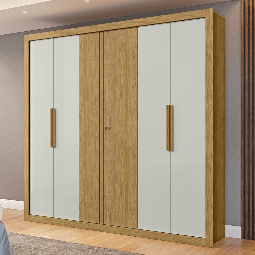 Guarda Roupa Casal Frisado 6 Portas Montecarlo Visão Móveis