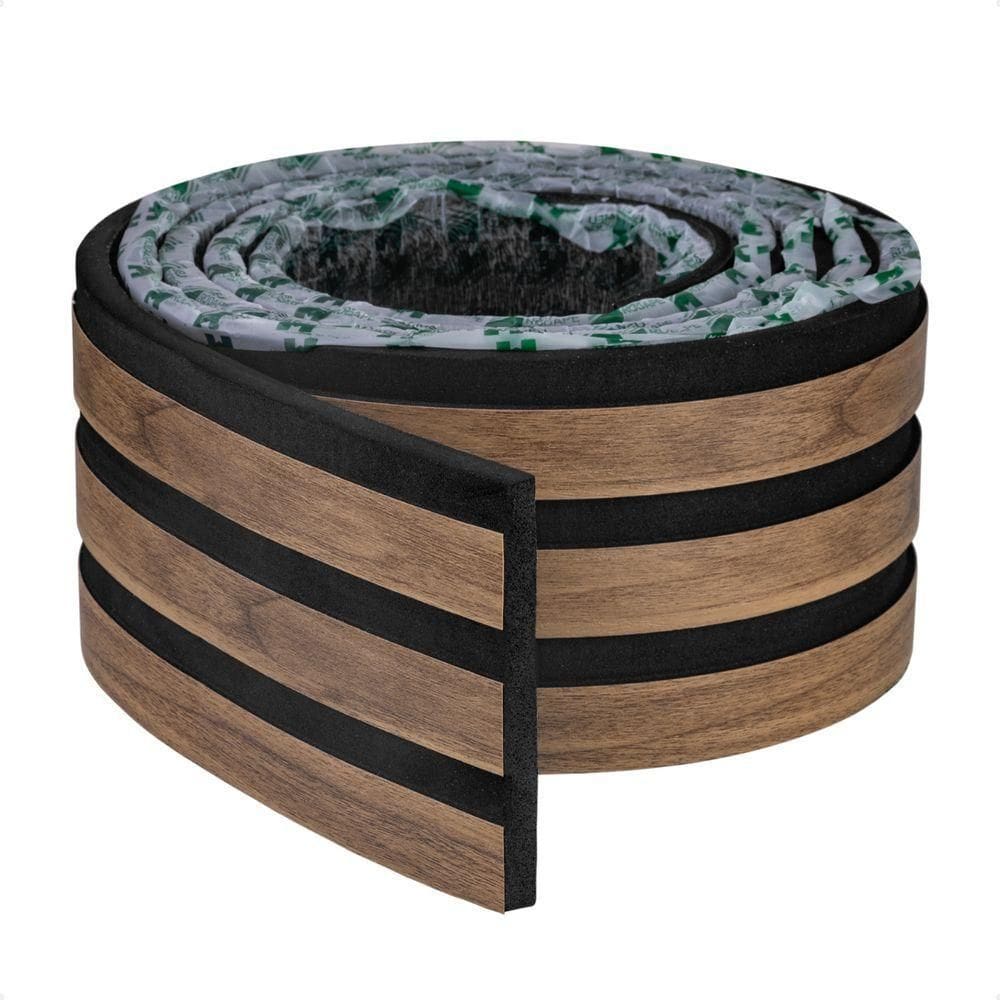 Painel Ripado Laminado De Eva Autocolante Flexível Rolo 10mt Linha Madeto Nogueira Intenso