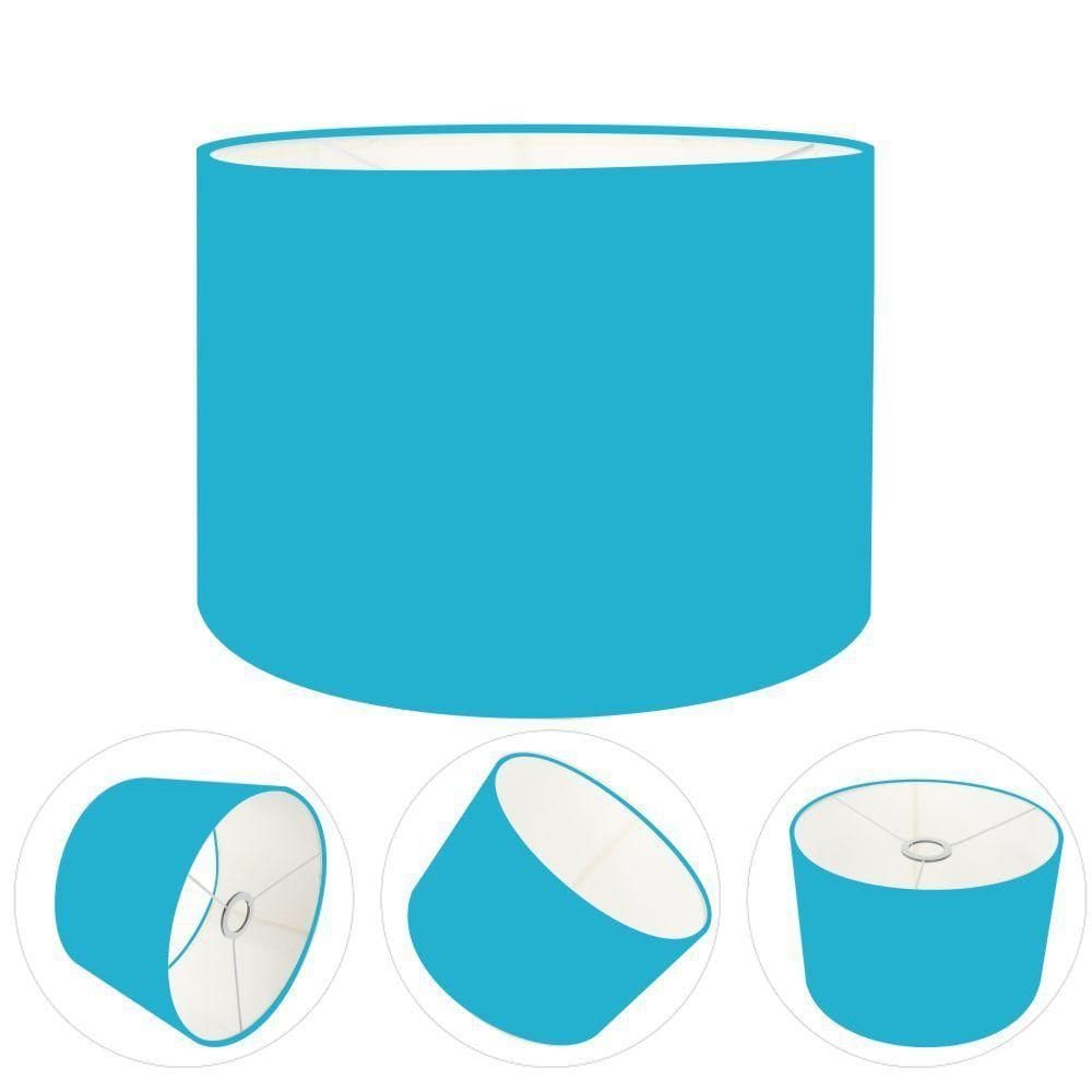 Cúpula Abajur E Luminária Cilíndrica Vivare Cp-7019 ø40x30cm - Bocal Nacional Azul-turquesa