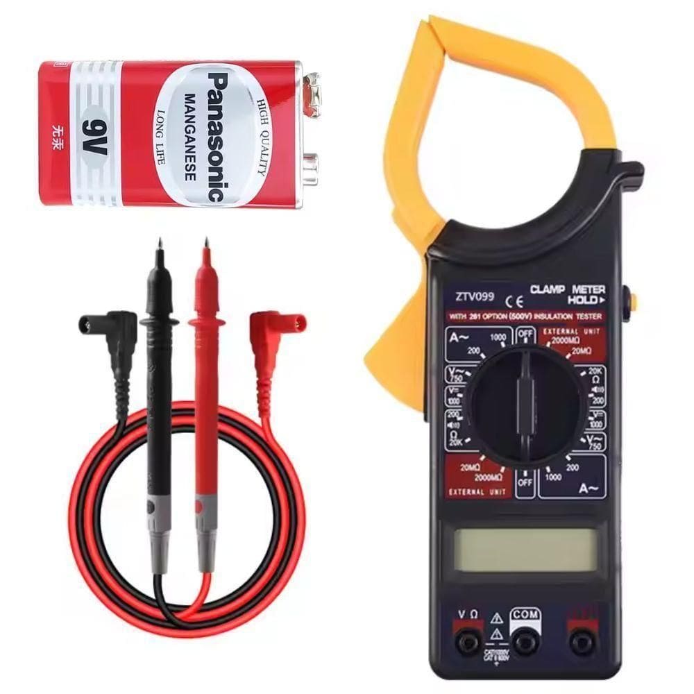 Alicate Amperimetro Digital Completo Com Estojo Protecao 750v 20a 200a Multimetro Hold Profissional