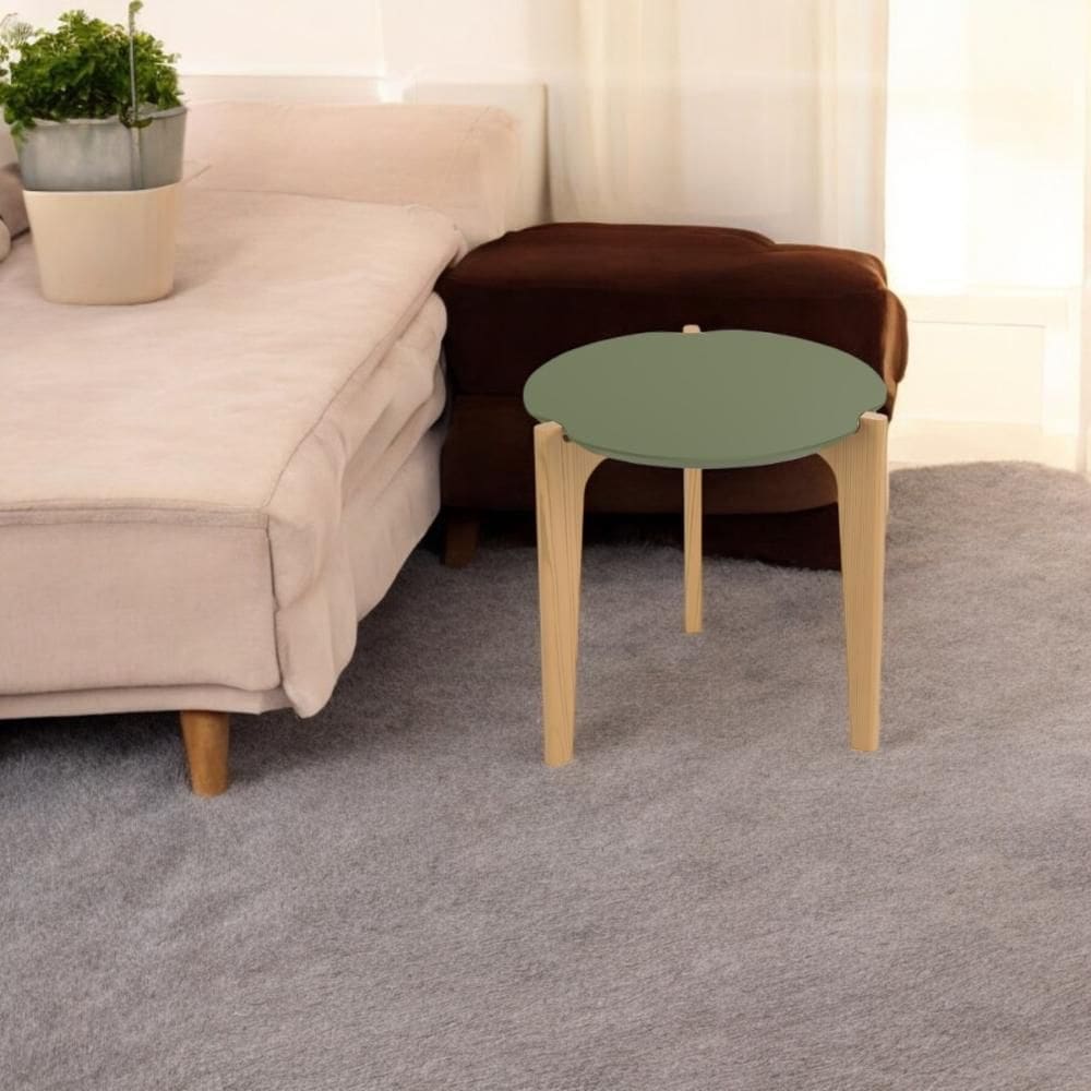 Mesa Lateral Florida 50cm Suporte Decoração e Utilidades - Verde Floresta/Freijo
